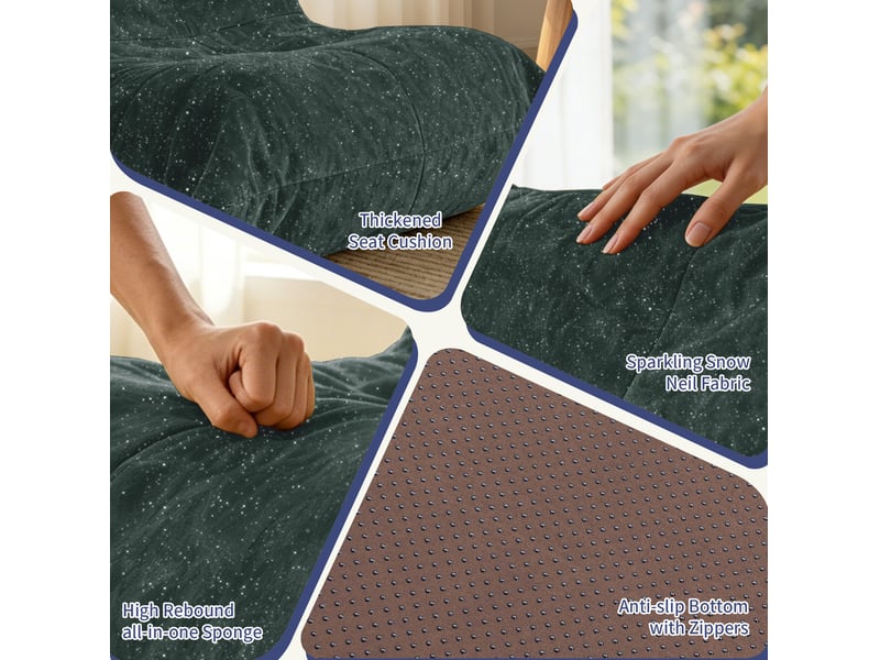  Fauteuil pouf modenvie en flanelle verte 90 x 100 x 80 cm  - Conforama E