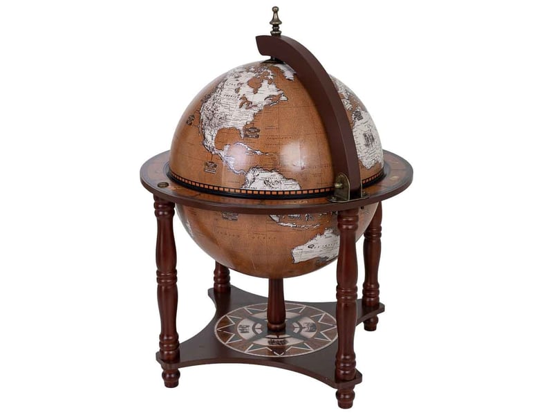  Meuble porte-bouteilles globe terrestre marron l41,6 x 56 h cm  - Conforama D