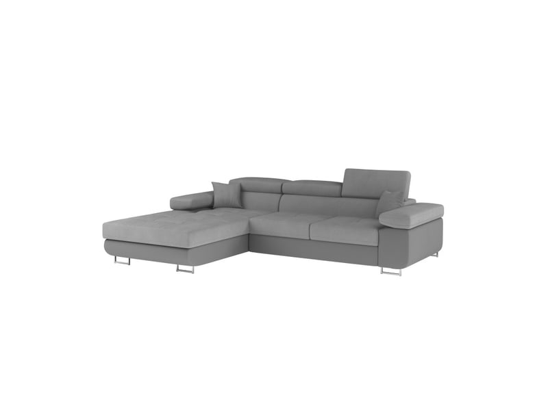  Canapé d'angle convertible amanda gris clair en tissu effet suédine avec coffre  - Conforama E