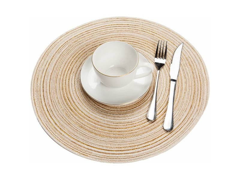  Zvd sets de table, lot de 6 set de table pp tressé lavable résistantes à la chaleur antidérapant, set de table rond 35x35cm(rond,ivoire)  - Conforama C