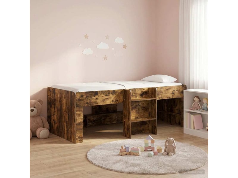  Cadre de lit élevé pour enfants - lit jeune chêne fumé 90 x 190 cm  - Conforama B