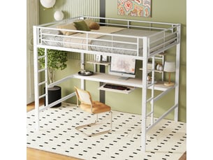 Lit mezzanine 140x200 cm <strong>MERAX</strong> <strong>lit enfant blanc</strong> coloris blanc