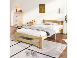 Lit simple 90x200 cm <strong>CHICFURN</strong>  <strong></strong> coloris bois clair