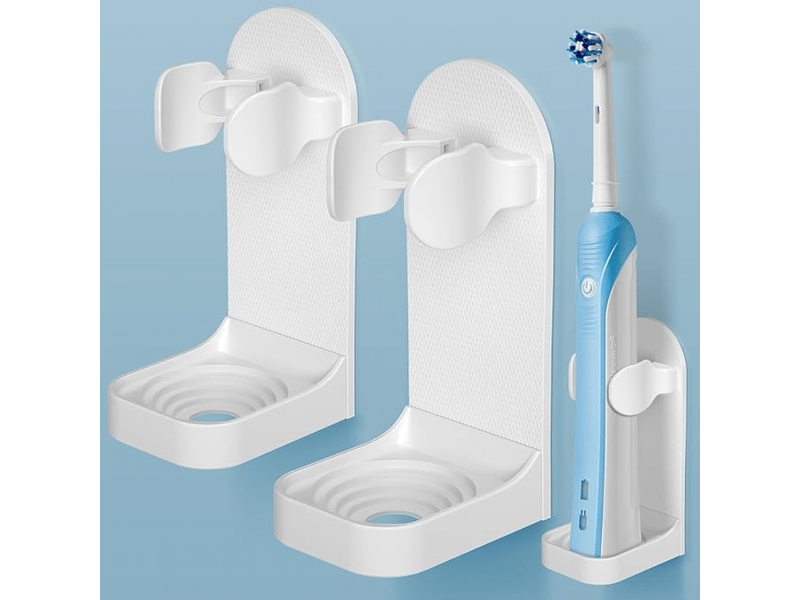 Blanc support brosse a dent electrique, porte brosse à dents electrique lot de 2, support mural brosse a dent electrique adhésif solide réglable organ - Conforama A