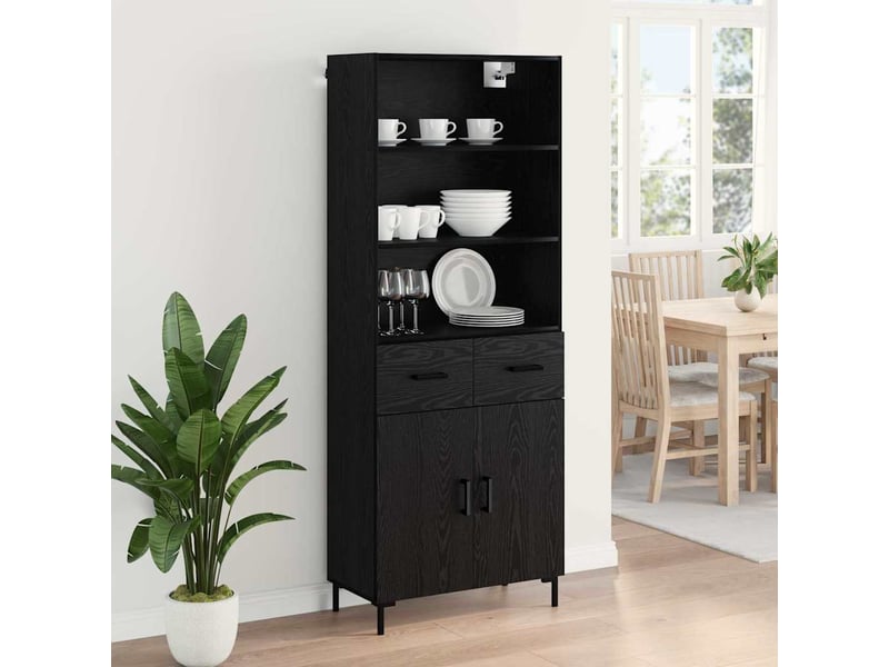  Buffet - haut armoire chêne noir 69,5 x 34 x 180 cm bois d'ingénierie  - Conforama D