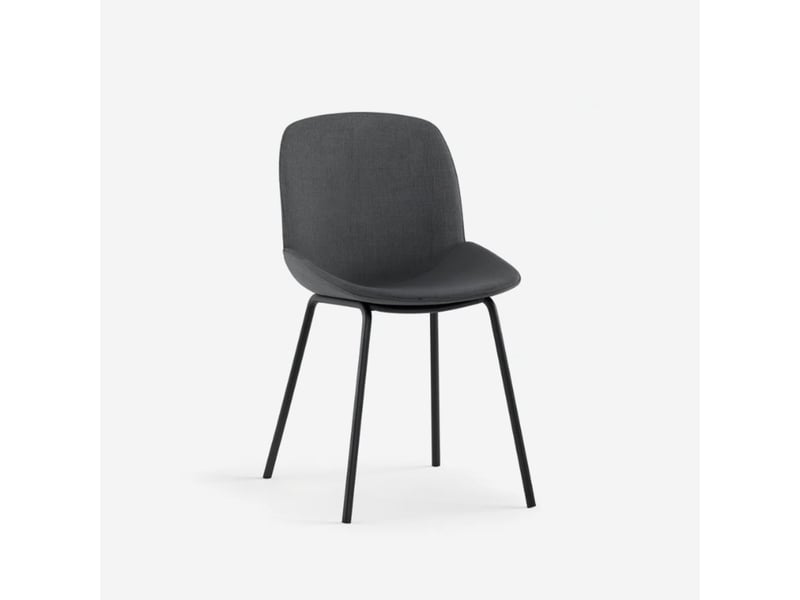 Lot de 4 chaises de salle à manger rembourrées en tissu adhara - gris foncé  - Conforama C