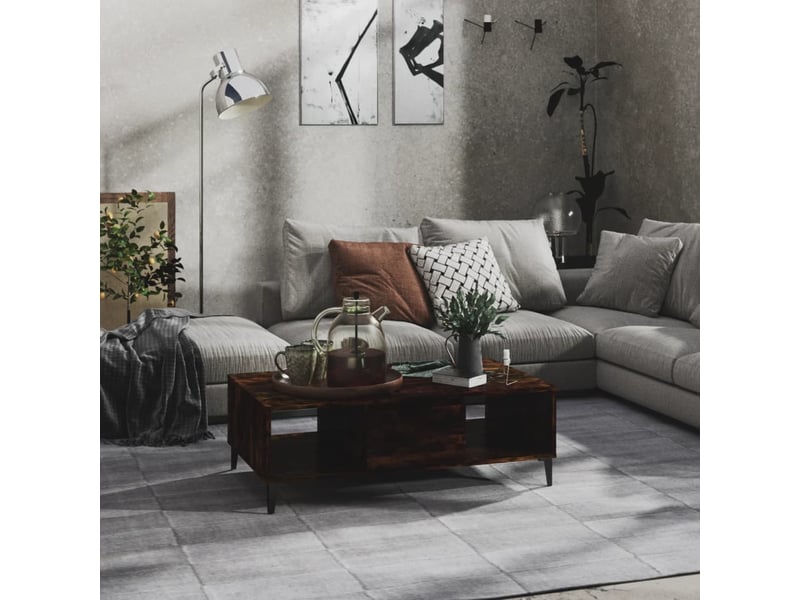  Table basse rectangulaire | table de salon chêne fumé 103,5x60x35 cm bois d'ingénierie  - Conforama B