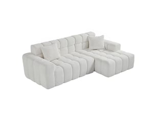 Canapé d'angle droit fixe <strong>MODENUIT </strong> <strong></strong> 3 places Tissu blanc