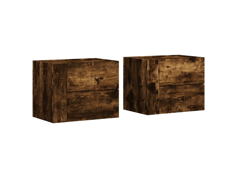  Lot de 2 tables de chevet - cabinet de chevet - table de nuit murales chêne fumé 45x30x35 cm  - Conforama A