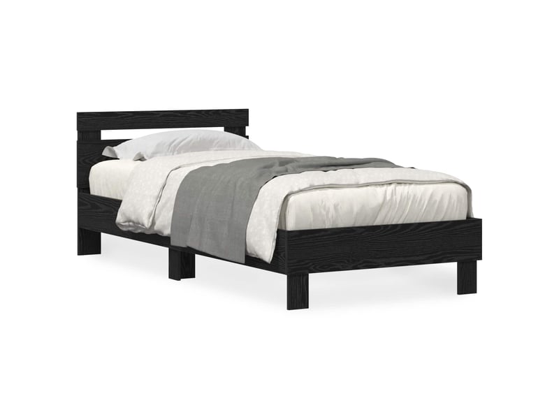 Lit simple - lit adulte - cadre de lit chêne noir 90 x 190 cm bois d'ingénierie - Conforama A