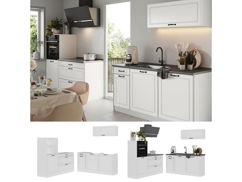  Vicco cuisine, blanc campagneblanc, 160cm sans plan de travail  - Conforama D