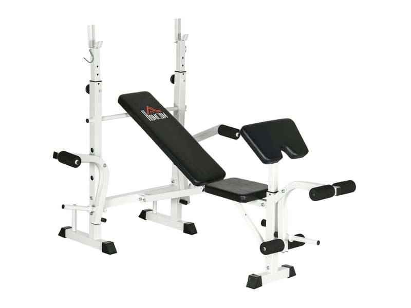  Banc de musculation multifonction 180x134x113-136 cm noir et blanc, acier, presses jambes et poitrine  - Conforama A