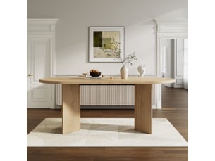 Table à manger, chêne, 200 × 90 cm, 6-8 personnes, coins arrondis, plateau épais, style simple