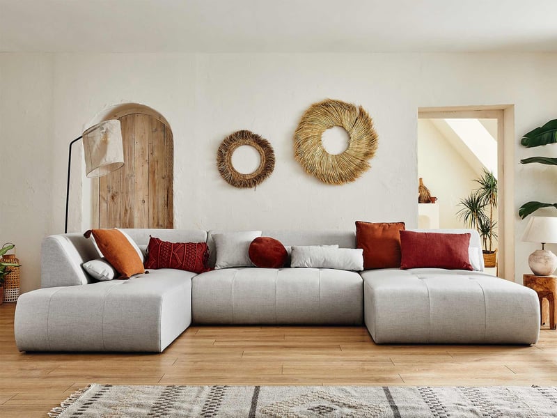  Onyx - canapé panoramique d'angle gauche 7 places - en tissu - lisa design - gris clair ONYX - Conforama E