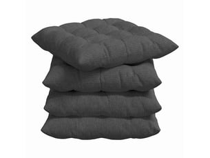 Lot de 4 coussins de siège, coussins décoratifs tissu en velours côtelé gris foncé cf59990