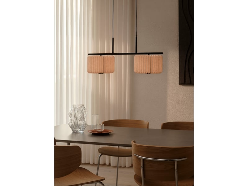  Suspension dual ajour finement plissé, vivienne en textile et métal noir, ip20, nordlux 2612243003 - Conforama B