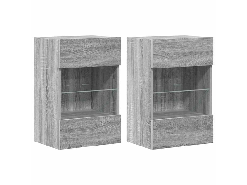  Meubles muraux avec lumières led pour tv 2 pcs sonoma gris 40x30x60,5cm  - Conforama A