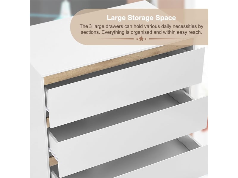 Commode à langer avec 3 tiroirs avec accessoires.table à langer pour bébé en aggloméré et mdf.blanc - Conforama W
