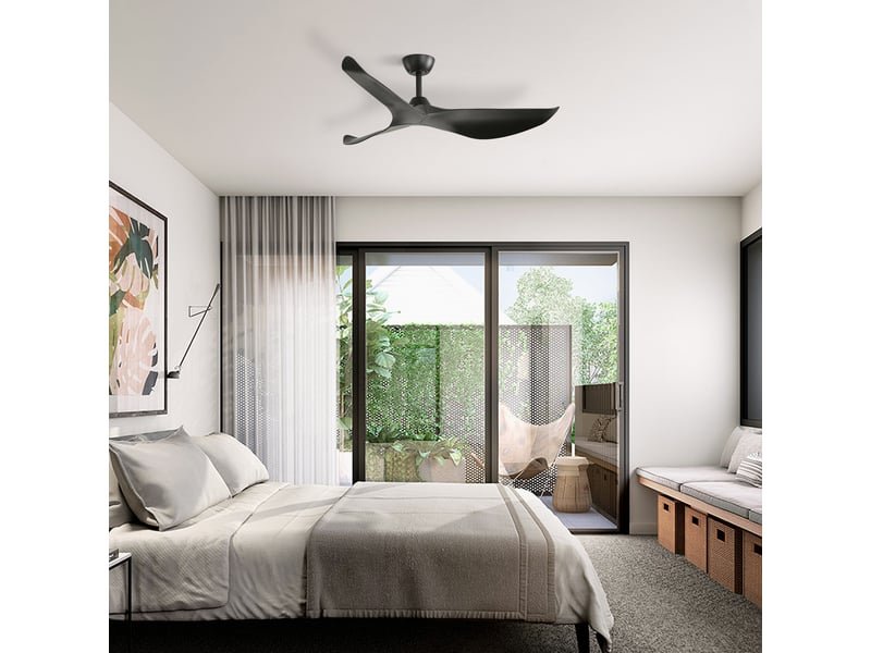 Ventilateur de plafond - avec télécommande et moteur réversible - abs - noir - 132 x 132 x 30 cm - installation au plafond - salon et chambre EU-KBS-52K037-BK-DC-WD-SMW - Conforama B