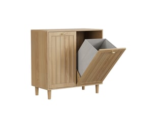 Meuble à linge incliné 69,5 x 35 x 70,5 cm avec deux paniers amovibles, mdf finition chêne