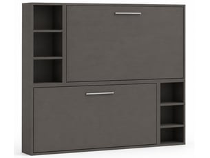 Lit escamotable superposé avec niches de rangement briano-90x200-cadre anthracite-façade anthracite