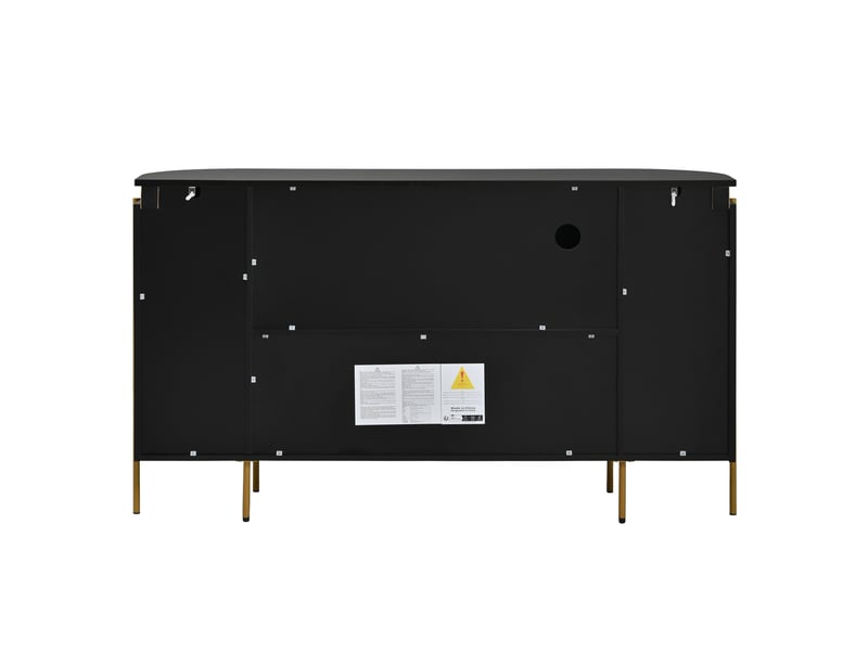 Buffet noir moderne 140x80 cm, meuble de rangement 4 portes sans poignée en mdf pour salon et entrée - Conforama E
