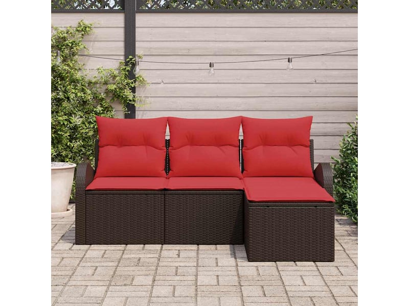  Ensemble de canapés 4 pc marron et rouge polyrotin cf22703  - Conforama C