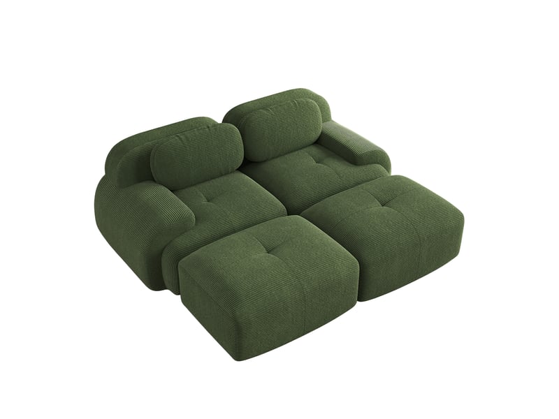  Canapé méridienne, chaise longue, 2 places, en velours tricoté, vert, sans structure, chambre, pour salon  - Conforama E
