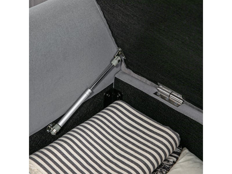  Banc coffre tcqpz en polyester aspect velours gris 126 x 48,5 x 57 cm avec rangement  - Conforama D