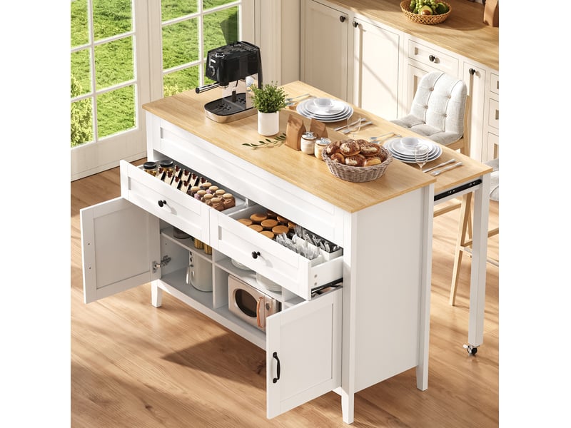 Îlot de cuisine avec table extensible et rangements evryae - Conforama C