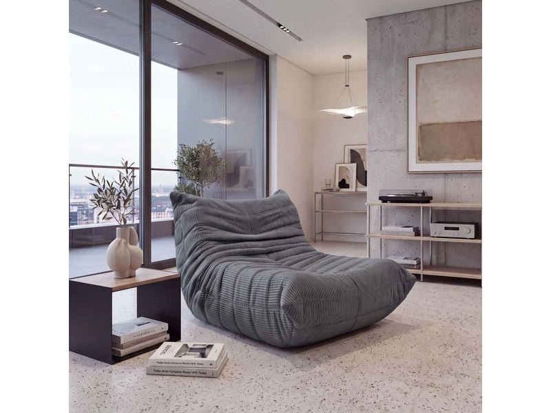  Fauteuil hwc-r34, fauteuil lounge, fauteuil relax, fauteuil rembourré, fauteuil de cocktail, tissutextile en velours (300 gm²) - gris foncé  - Conforama B