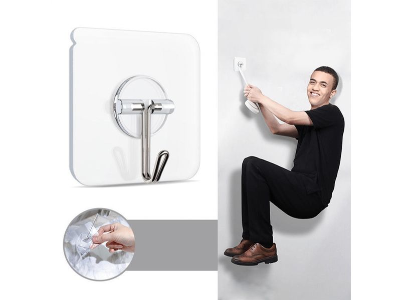  Lot de 10 crochets adhésifs épais, transparents et sans couture, pour cuisine, salle de bain, douche  - Conforama D