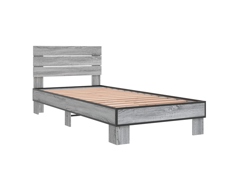  Lit simple- lit adulte -  cadre de lit avec tête de lit sonoma gris 80 x 200 cm  - Conforama B