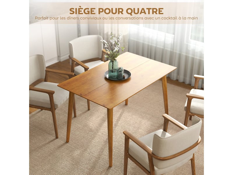  Table de salle à manger design dim. 120l x 75l x 76h cm grand plateau 4-6 personnes en bois  - Conforama A