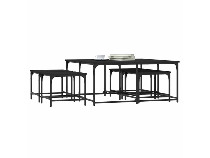  Tables basses gigognes 5 pcs - table de salon - table à thé noir bois d'ingénierie  - Conforama C