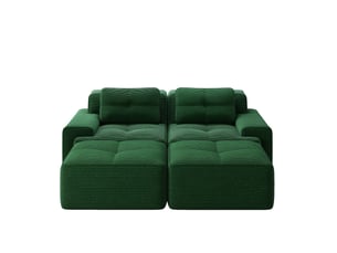 Canapé modulable ulevr 2 places en u avec ottomans, velours côtelé vert, assise profonde 74 cm, 204 x 177 x 69 cm, sans montage