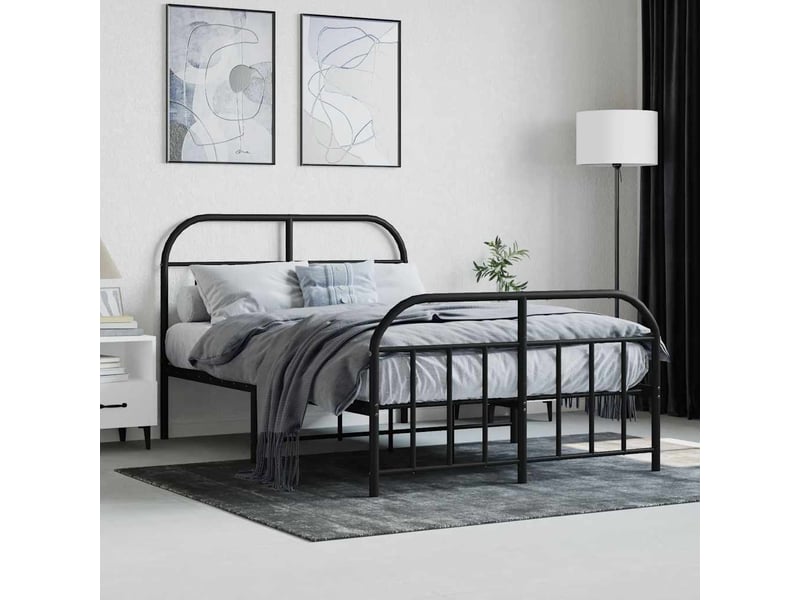  Lit double- lit adulte -  cadre de lit métal sans matelas avec pied de lit noir 120x190cm  - Conforama C