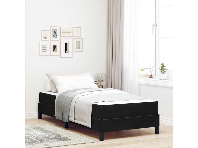  Lit adulte, lit simple, lit à ressorts avec matelas noir 90x200cm tissu cf16931  - Conforama B