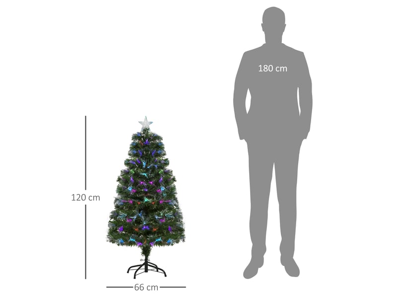  Sapin de noël artificiel arbre de noël lumineux 120cm en fibre optique deco noël lumière à variation de couleurs 130 led vert  - Conforama C