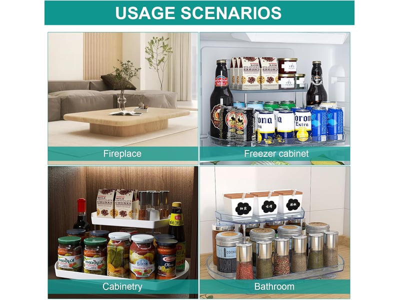 Plateau tournant épices 2 niveaux – organisateur pivotant 360°, rangement cuisine & salle de bain, plastique résistant - Conforama E