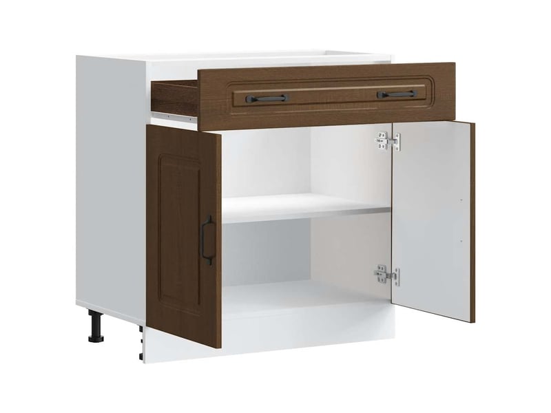 Meuble de rangement, armoire de cuisine kalmar chêne marron bois d'ingénierie shl1429 - Conforama E