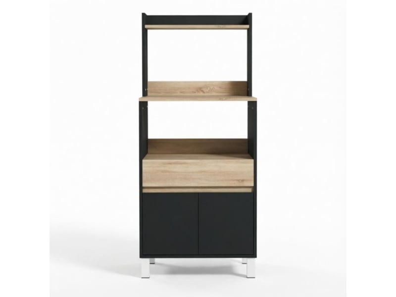  Meuble micro-ondes et buffet cuisine avec porte, tiroirs et étagère supérieure – rangement pratique  - Conforama A