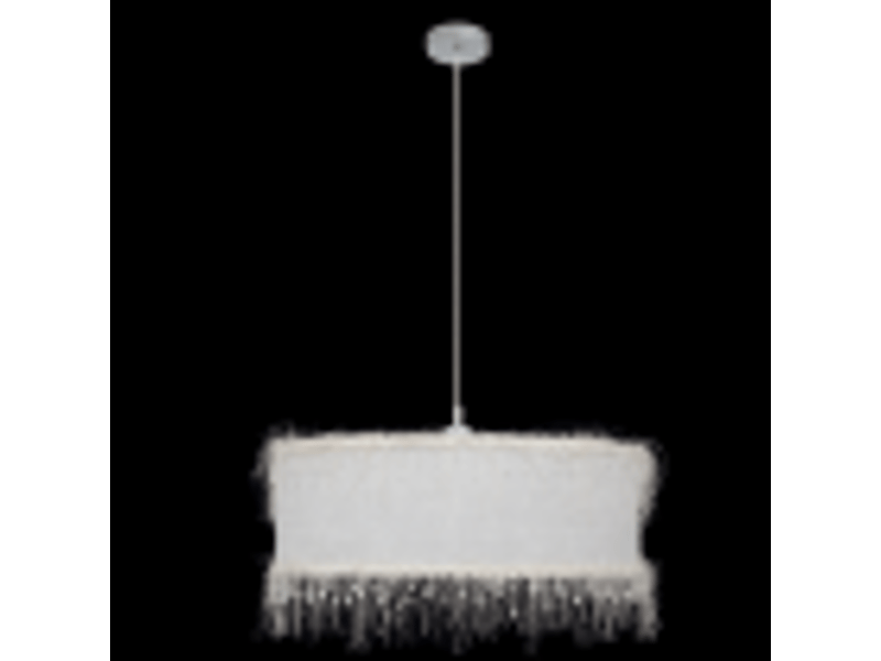  Suspension classique ABRILA Hilos 1 lumière E27 blanche, abat-jour textile Ø50 cm, hauteur réglable 40-100 cm, structure chromée 117595001 - Conforama D