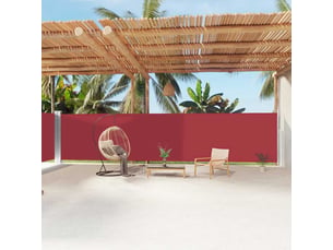 Auvent latéral rétractable, store latéral paravent rouge 180x1200 cm shl1820