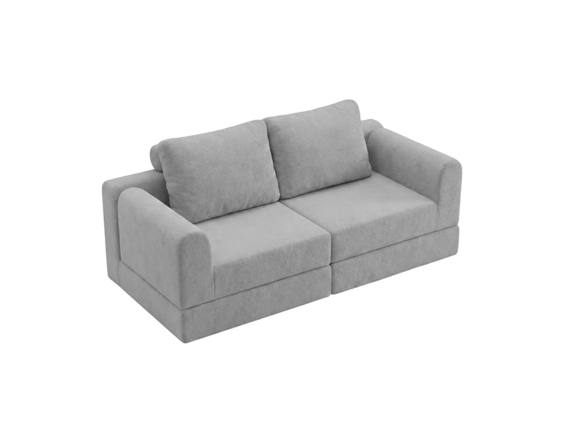 Canapé convertible pliant 2 places avec mousse à mémoire de forme, fauteuil et couchage en tissu gris  - Conforama A