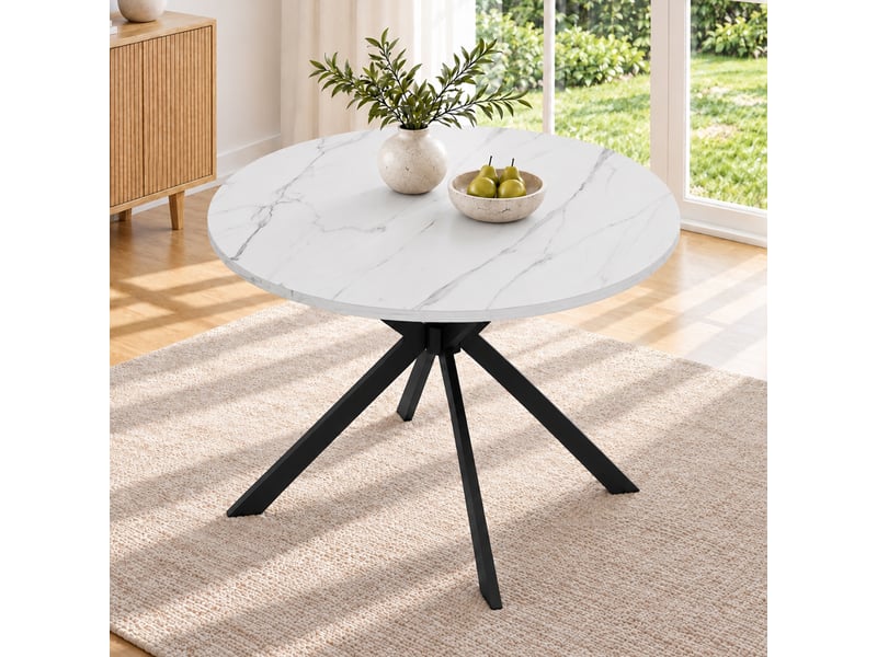  Table extensible rondeovale 100–140 × 100 cm, blanc et pieds métal Fay Lum - Conforama D