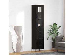Buffet - haut armoire chêne noir 34,5 x 34 x 180 cm bois d'ingénierie