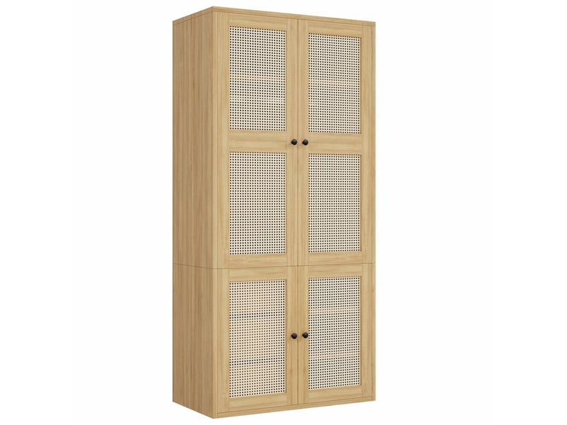  Armoire rotin 90x47x200cm, 1 tringle, 3 tiroirs, 4 compartiments – moderne pour chambre/salon/couloir  - Conforama A