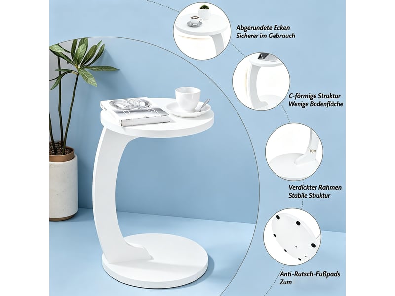  Table d'appoint ronde en c en mdf blanc ø38x55 cm  - Conforama D