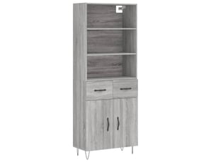 Buffet haut - bahut - meuble de rangement sonoma gris 69,5x34x180 cm bois d'ingénierie